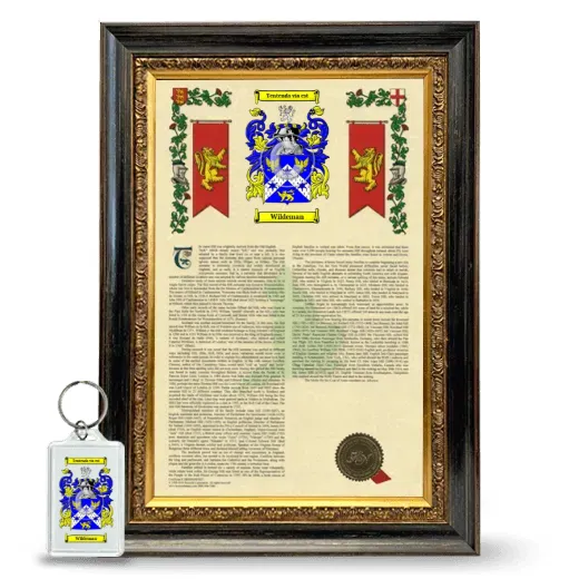 Wildeman Framed Armorial History and Keychain - Heirloom