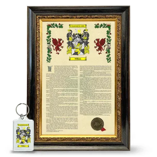 Wiliam Framed Armorial History and Keychain - Heirloom