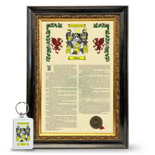 Wiliams Framed Armorial History and Keychain - Heirloom