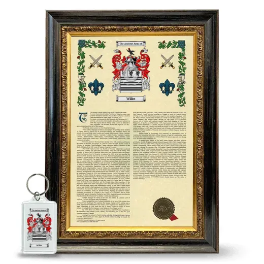 Willet Framed Armorial History and Keychain - Heirloom