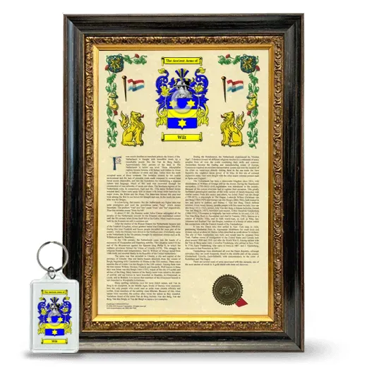 Wilt Framed Armorial History and Keychain - Heirloom