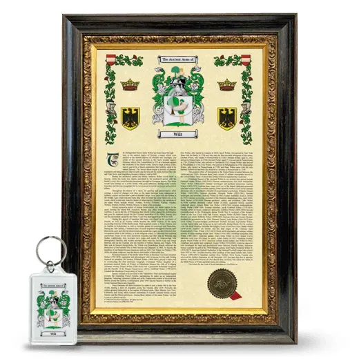 Wilt Framed Armorial History and Keychain - Heirloom