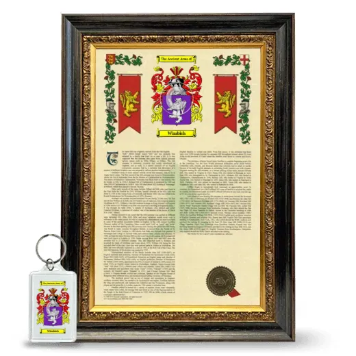 Wimbish Framed Armorial History and Keychain - Heirloom