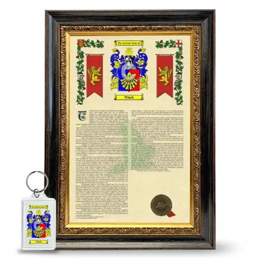 Winch Framed Armorial History and Keychain - Heirloom