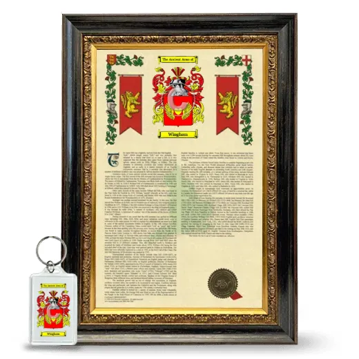Wingham Framed Armorial History and Keychain - Heirloom