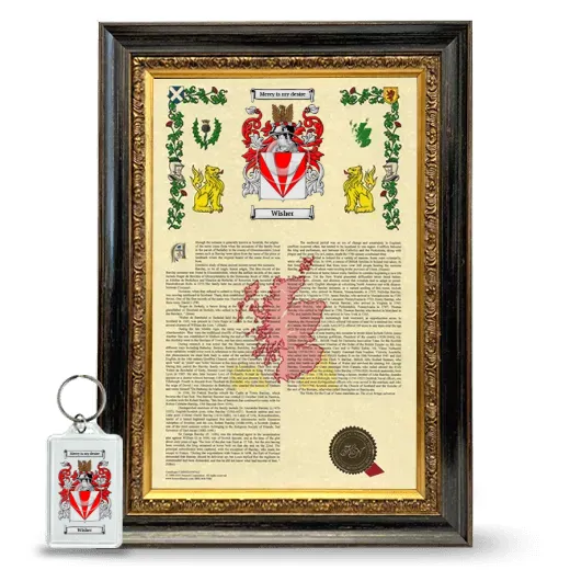 Wisher Framed Armorial History and Keychain - Heirloom