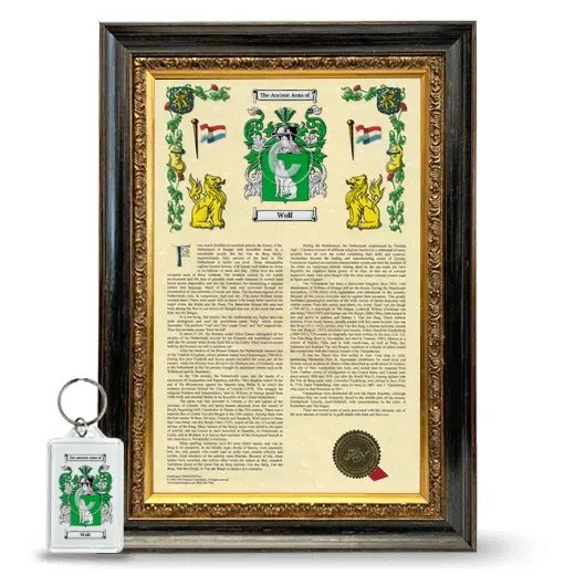 Wolf Framed Armorial History and Keychain - Heirloom