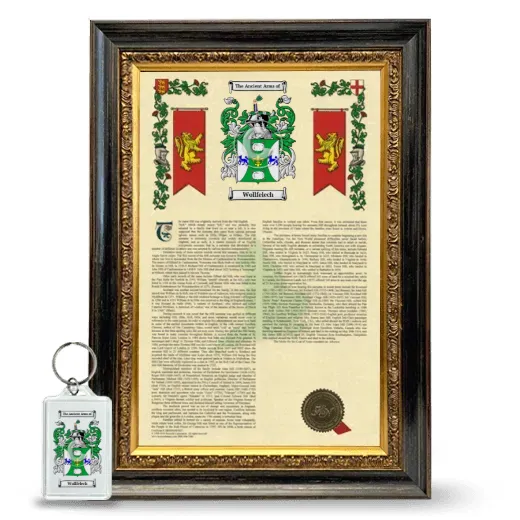 Wollfelech Framed Armorial History and Keychain - Heirloom