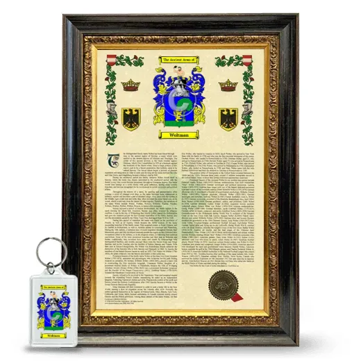 Woltman Framed Armorial History and Keychain - Heirloom