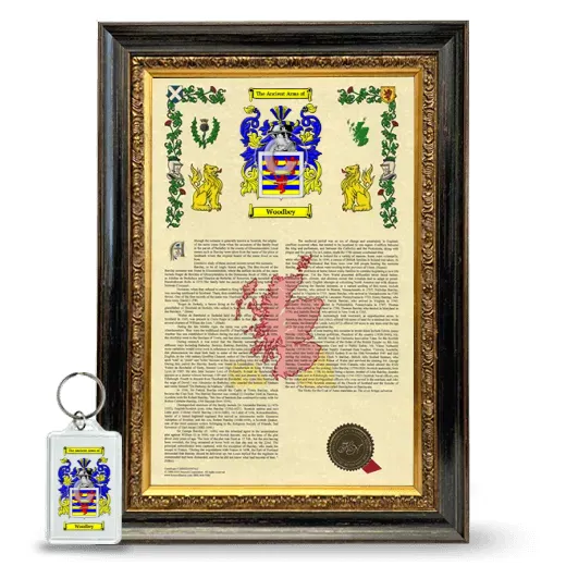 Woodbey Framed Armorial History and Keychain - Heirloom