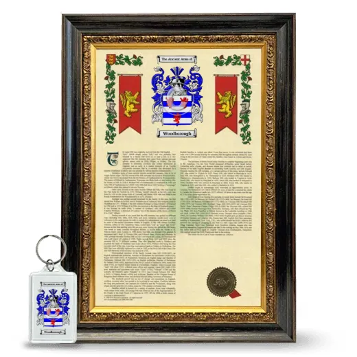 Woodborough Framed Armorial History and Keychain - Heirloom