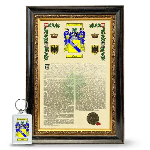 Worm Framed Armorial History and Keychain - Heirloom
