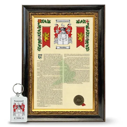 Worthing Framed Armorial History and Keychain - Heirloom