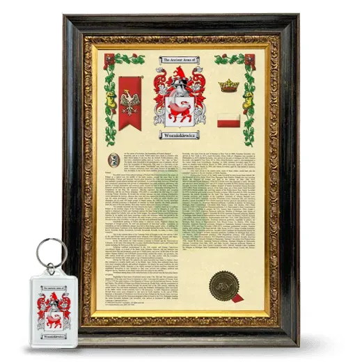 Wozniakiewicz Framed Armorial History and Keychain - Heirloom