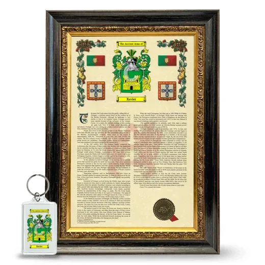 Xavier Framed Armorial History and Keychain - Heirloom