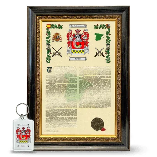 Xavier Framed Armorial History and Keychain - Heirloom