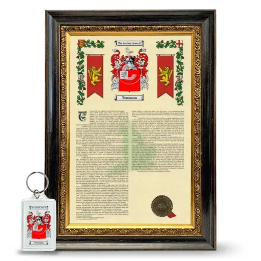 Yeastman Framed Armorial History and Keychain - Heirloom