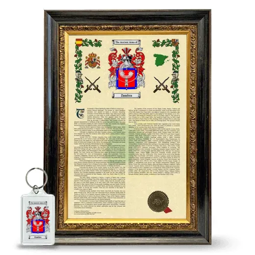 Zambra Framed Armorial History and Keychain - Heirloom