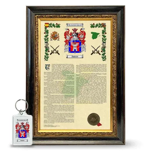 Zamore Framed Armorial History and Keychain - Heirloom