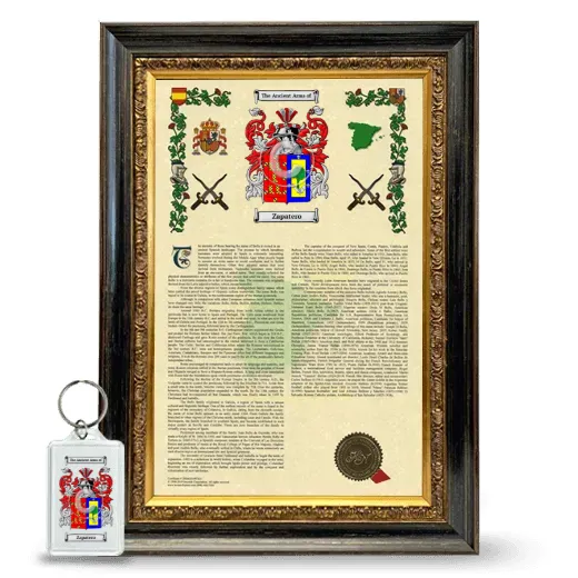 Zapatero Framed Armorial History and Keychain - Heirloom
