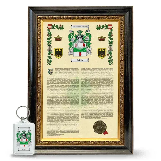 Zeitlin Framed Armorial History and Keychain - Heirloom
