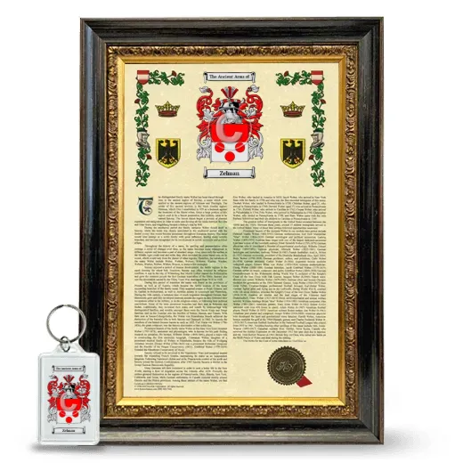 Zelman Framed Armorial History and Keychain - Heirloom