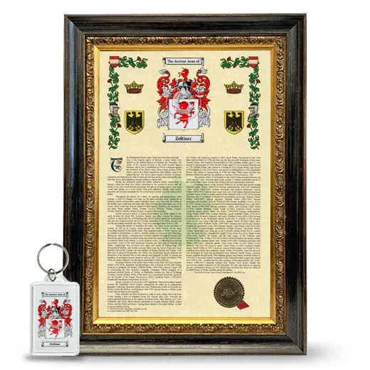 Zeltiner Framed Armorial History and Keychain - Heirloom