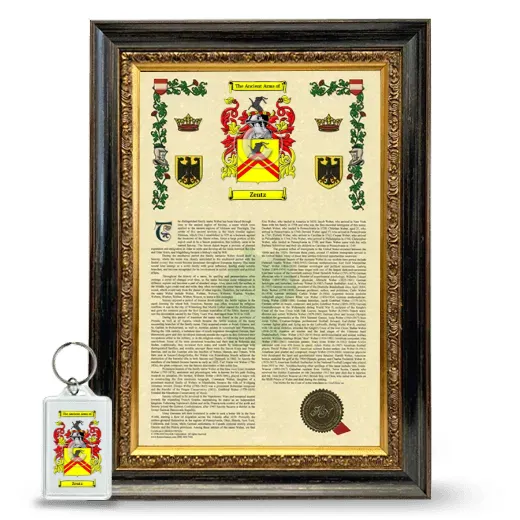 Zentz Framed Armorial History and Keychain - Heirloom