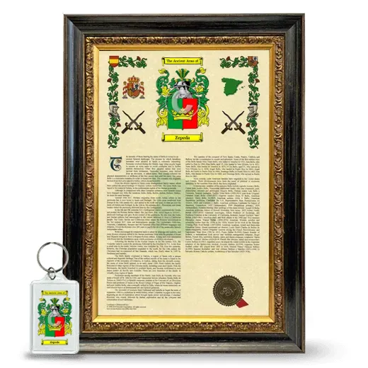 Zepeda Framed Armorial History and Keychain - Heirloom