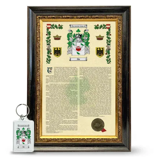 Zin Framed Armorial History and Keychain - Heirloom