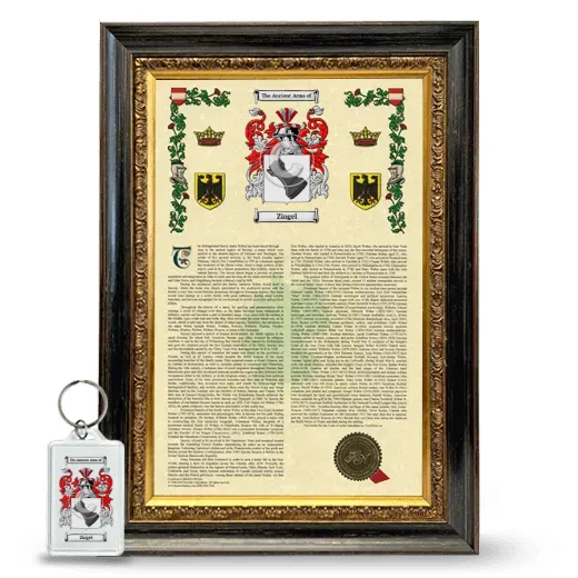 Zingel Framed Armorial History and Keychain - Heirloom