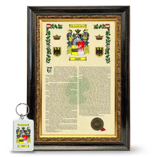 Zippler Framed Armorial History and Keychain - Heirloom