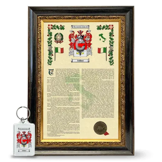 Zuliani Framed Armorial History and Keychain - Heirloom