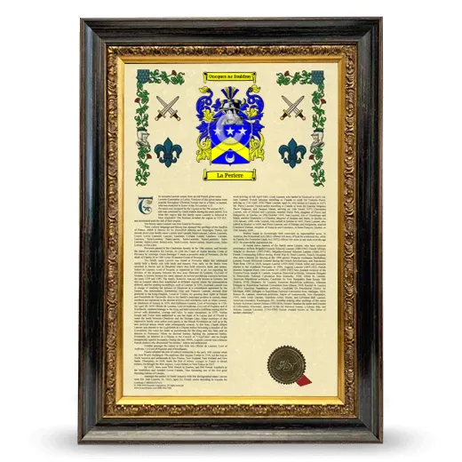 La Periere Armorial History Framed - Heirloom
