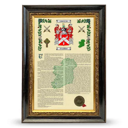 O'Caddind Armorial History Framed - Heirloom
