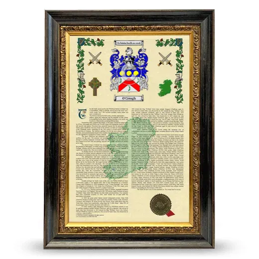 O'Creagh Armorial History Framed - Heirloom