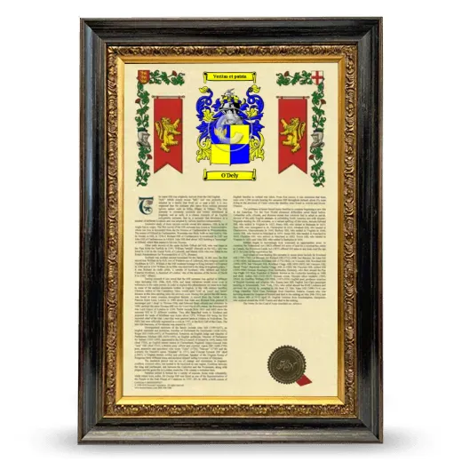 O'Dely Armorial History Framed - Heirloom