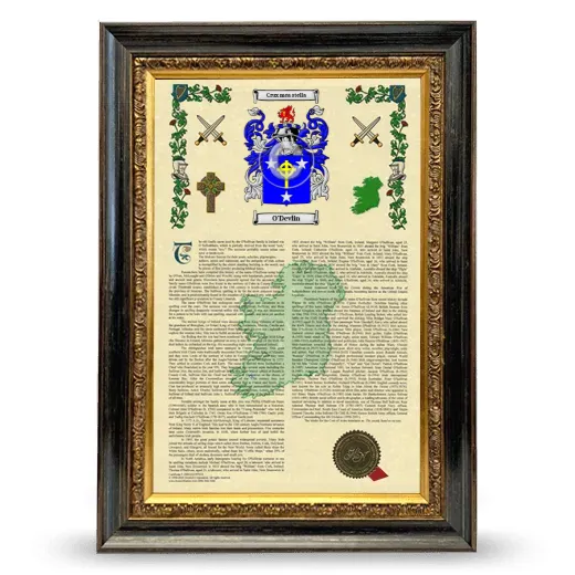 O'Devlin Armorial History Framed - Heirloom