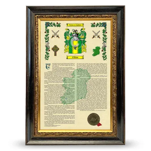 O'Hora Armorial History Framed - Heirloom