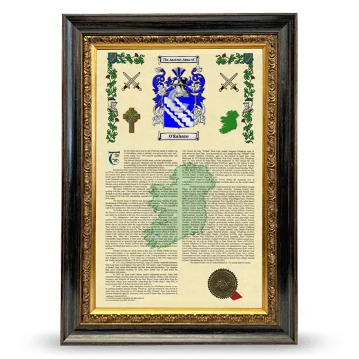 O'Kahane Armorial History Framed - Heirloom