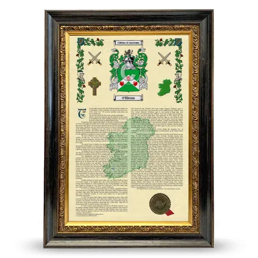 O'Kieran Armorial History Framed - Heirloom