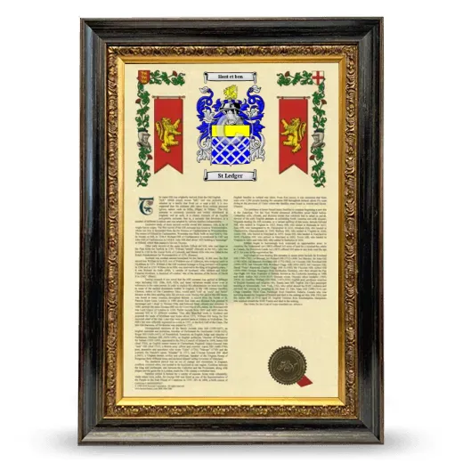 St Ledger Armorial History Framed - Heirloom