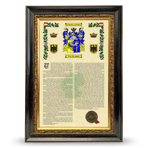 Van Der mark Armorial History Framed - Heirloom