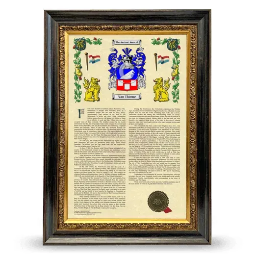 Van Thieme Armorial History Framed - Heirloom