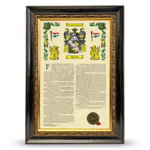 Van Veen Armorial History Framed - Heirloom