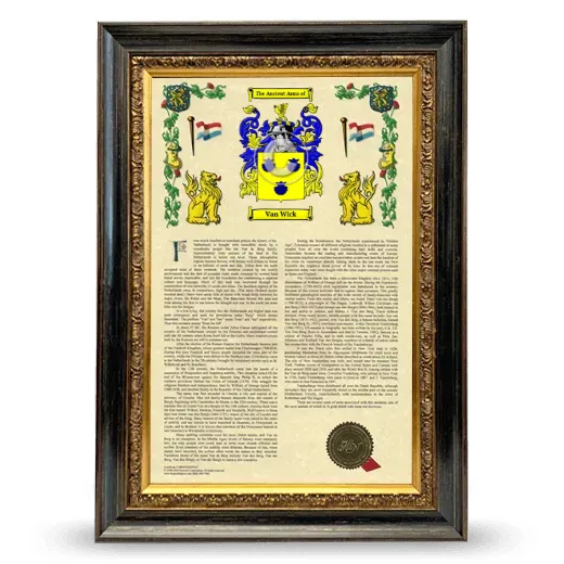 Van Wick Armorial History Framed - Heirloom