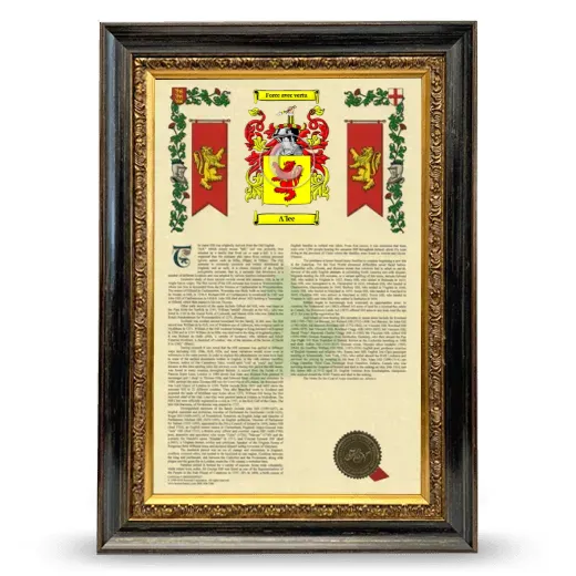 A'lee Armorial History Framed - Heirloom