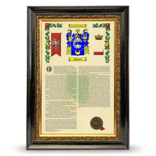 Adamovic Armorial History Framed - Heirloom