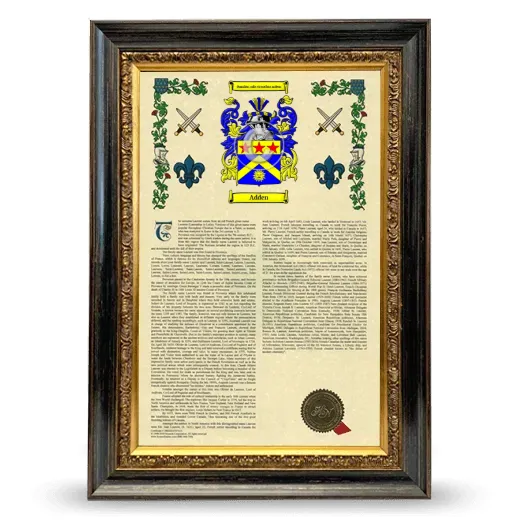 Adden Armorial History Framed - Heirloom