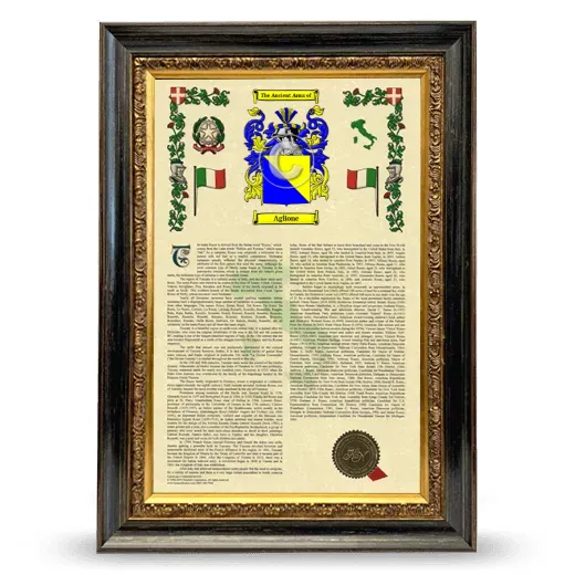 Aglione Armorial History Framed - Heirloom